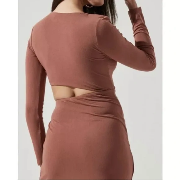 ASTR the Label Westwood Dress XL Pink Cutout Midi Stretch Jersey Sexy Revolve - Picture 3 of 8